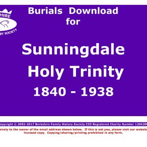 Sunningdale Holy Trinity Burials 1840-1938 (Download) D1214