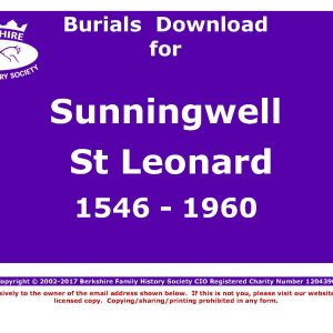 Sunningwell St Leonard Burials 1546-1960 (Download) D1216