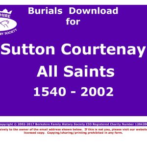 Sutton Courtenay All Saints Burials 1540-2002 (Download) D1217