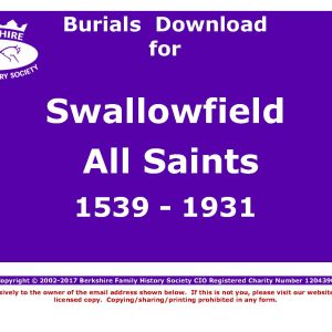 Swallowfield All Saints Burials 1539-1931 (Download) D1219