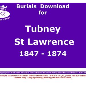 Tubney St Lawrence Burials 1847-1874 (Download) D1227