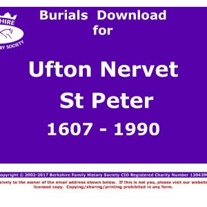 Ufton Nervet St Peter Burials 1607-1990 (Download) D1231