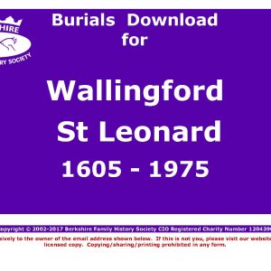 Wallingford St Leonard Burials 1605-1975 (Download) D1235