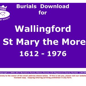 Wallingford St Mary the More Burials 1612-1976 (Download) D1236
