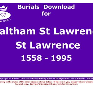 Waltham St Lawrence St Lawrence Burials 1558-1995 (Download) D1238