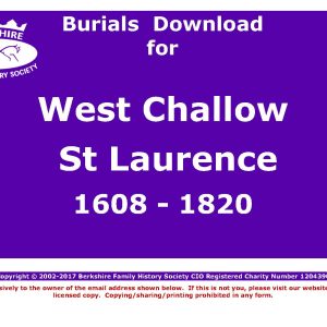 Challow, West St Laurence Burials 1608-1820 (Download) D1244