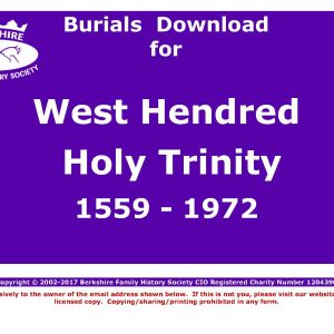 Hendred, West Holy Trinity Burials 1559-1972 (Download) D1246