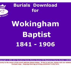 Wokingham Baptist Burials 1841-1906 (Download) D1255