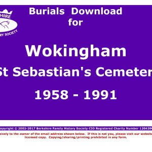 Wokingham St Sebastian’s Cemetery Burials 1958-1991 (Download) D1259