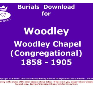 Woodley Woodley Chapel (Congregational) Burials 1858-1905 (Download) D1261