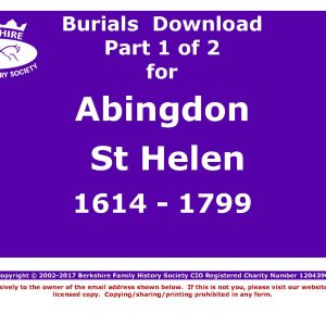 Abingdon St Helen Burials 1614-1799 (Download) D1267 (Part 1 of 2)