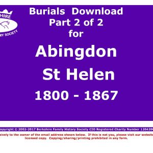 Abingdon St Helen Burials 1800-1867 (Download) D1268 (Part 2 of 2)