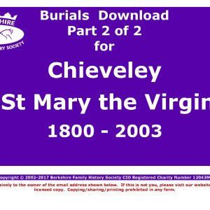 Chieveley St Mary Burials 1800-2003 (Download) D1274 (Part 2 of 2)