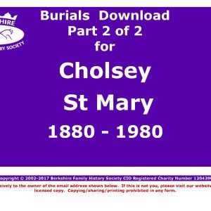 Cholsey St Mary Burials 1880-1980 (Download) D1276 (Part 2 of 2)