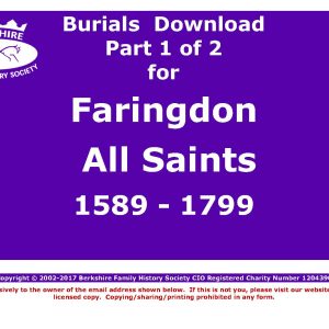 Faringdon All Saints Burials 1589-1799 (Download) D1282 (Part 1 of 2)