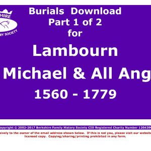 Lambourn St Michael & All Angels Burials 1560-1779 (Download) D1290 (Part 1 of 2)