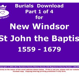 Windsor, New St John the Baptist Burials 1559-1679 (Download) D1292 (Part 1 of 4)