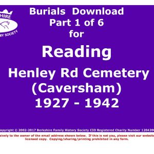 Reading Henley Road Cemetery (Caversham) Burials 1927-1942 (Download) D1304 (Part 1 of 6)
