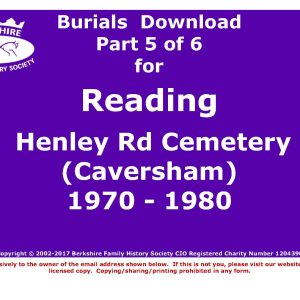Reading Henley Road Cemetery (Caversham) Burials 1970-1980 (Download) D1308 (Part 5 of 6)