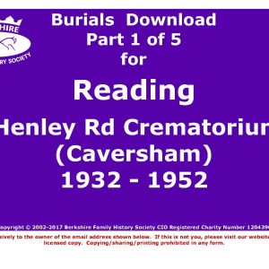 Reading Henley Road Crematorium (Caversham) Burials 1932-1952 (Download) D1310 (Part 1 of 5)