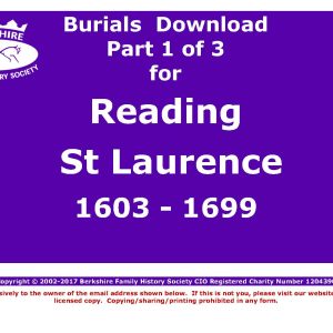 Reading St Laurence Burials 1603-1699 (Download) D1332 (Part 1 of 3)
