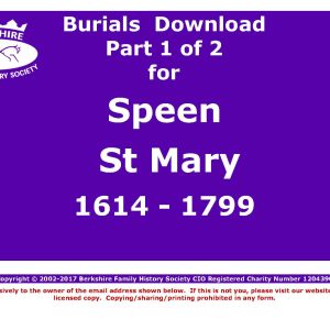 Speen St Mary Burials 1614-1799 (Download) D1341 (Part 1 of 2)