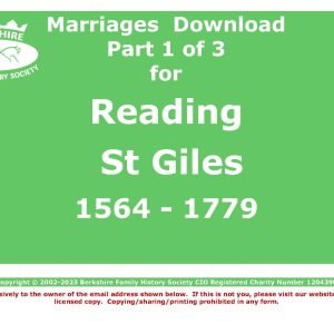 Reading St Giles Marriages 1564-1779 (Download) D1357 Part 1 of 3