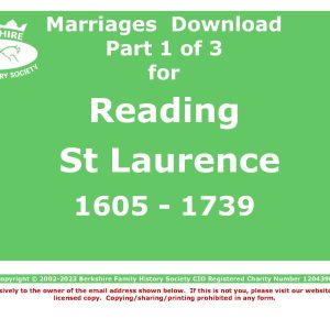 Reading St Laurence Marriages 1605-1739 (Download) D1358 Part 1 of 3