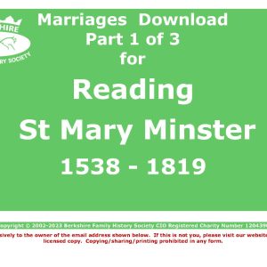 Reading St Mary Minster Marriages 1538-1819 (Download) D1362 Part 1 of 3