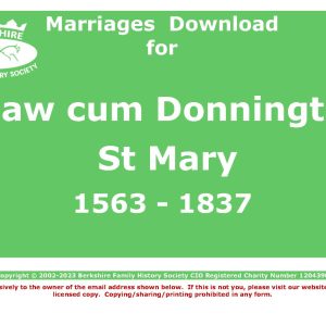 Shaw cum Donnington St Mary Marriages 1563-1837 (Download) D1368