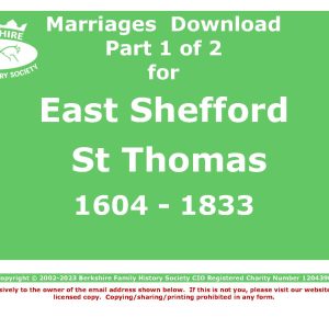 Shefford, East St Thomas Marriages 1604-1936 (Download) D1370 Part 1 of 2
