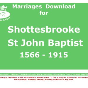 Shottesbrooke St John the Baptist Marriages 1566-1915 (Download) D1377