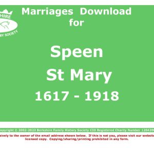 Speen St Mary Marriages 1617-1918 (Download) D1382