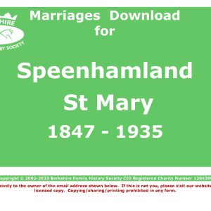 Speenhamland St Mary Marriages 1847-1935 (Download) D1383