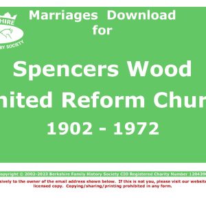 Spencers Wood United Reform Church Marriages (Download) D1384