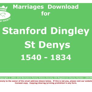 Stanford Dingley St Denys Marriages 1540-1834 (Download) D1385