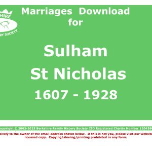 Sulham St Nicholas Marriages 1607-1928 (Download) D1390