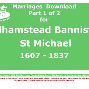 Sulhamstead Bannister St Michael Marriages (Download) D1392 Part 1 of 2