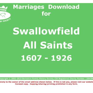 Swallowfield All Saints Marriages 1607-1926 (Download) D1396