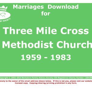 Three Mile Cross Methodist Church Marriages (Download) D1435