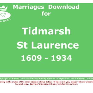 Tidmarsh St Lawrence Marriages 1609-1934 (Download) D1436