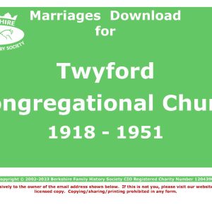 Twyford Congregational Church Marriages (Download) D1440