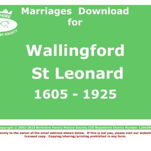 Wallingford St Leonard Marriages 1605-1925 (Download) D1446
