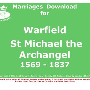 Warfield St Michael the Archangel Marriages 1569-1837 (Download) D1451