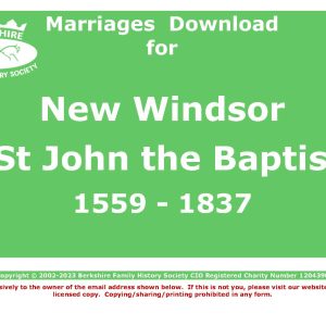 Windsor, New St John the Baptist Marriages 1559-1837 (Download) D1461