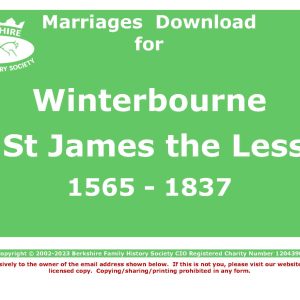 Winterbourne St James the Less Marriages 1565-1837 (Download) D1465