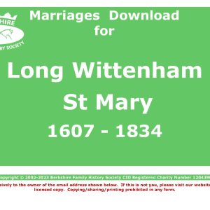 Wittenham, Long St Mary Marriages (Download) D1467