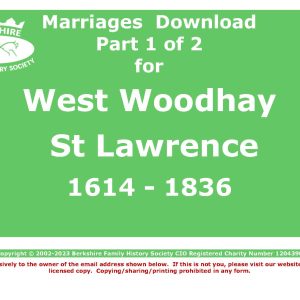 Woodhay, West St Lawrence Marriages (Download) D1469 Part 1 of 2