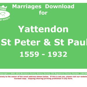 Yattendon St Peter & St Paul Marriages 1559-1932 (Download) D1474