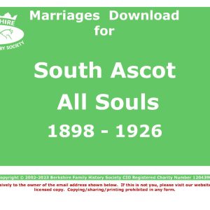 Ascot, South All Souls Marriages (Download) D1475